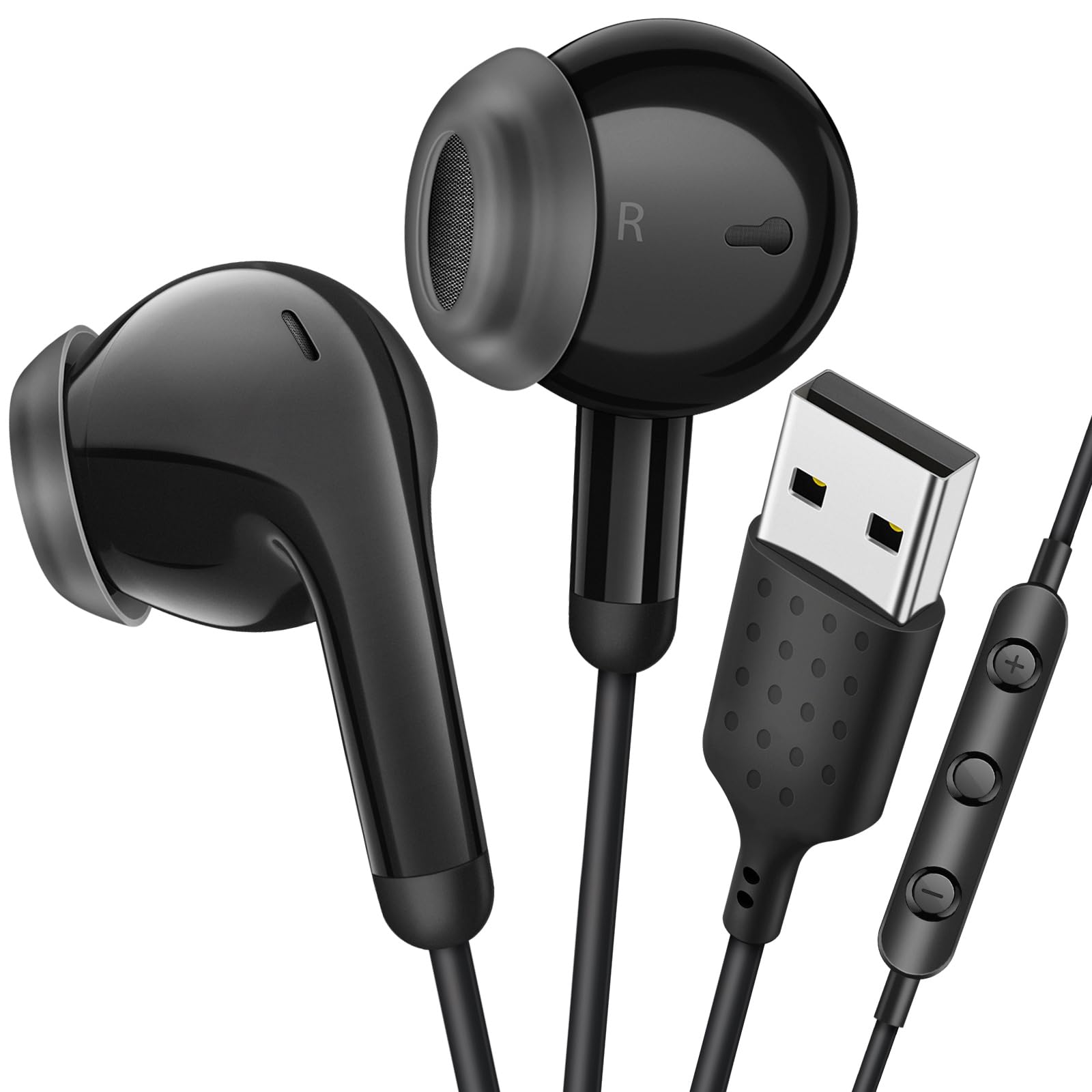 Amazon.co.jp: USB イヤホン 有線 PC パソコン用 イヤホン マイク付き